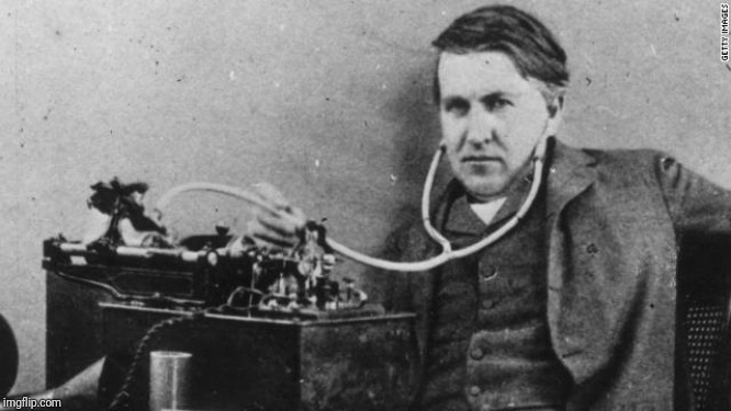 Edison Listening to Earphones | image tagged in edison listening to earphones | made w/ Imgflip meme maker