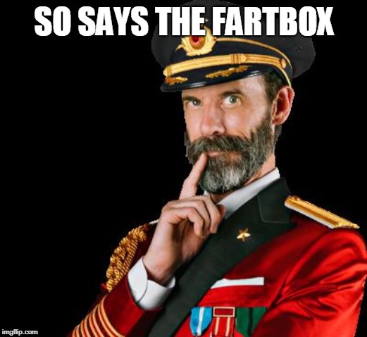 captain obvious | SO SAYS THE FARTBOX | image tagged in captain obvious | made w/ Imgflip meme maker