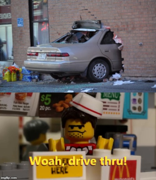 Another obscure lego animation reference... | image tagged in lego,mcdonalds,pantashat,woah drive thru meme | made w/ Imgflip meme maker