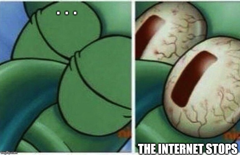 Squidward | .  .  . THE INTERNET STOPS | image tagged in squidward | made w/ Imgflip meme maker
