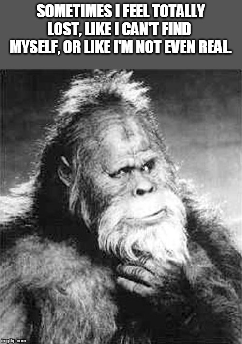 Bigfoot, big thoughts | image tagged in bigfoot | made w/ Imgflip meme maker