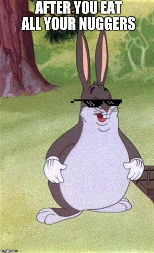 Big Chungus | AFTER YOU EAT ALL YOUR NUGGERS | image tagged in big chungus | made w/ Imgflip meme maker