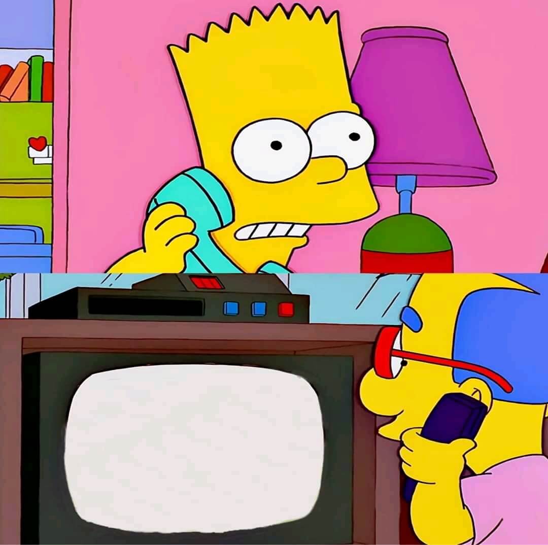 Milhouse watching Telettubies Blank Meme Template