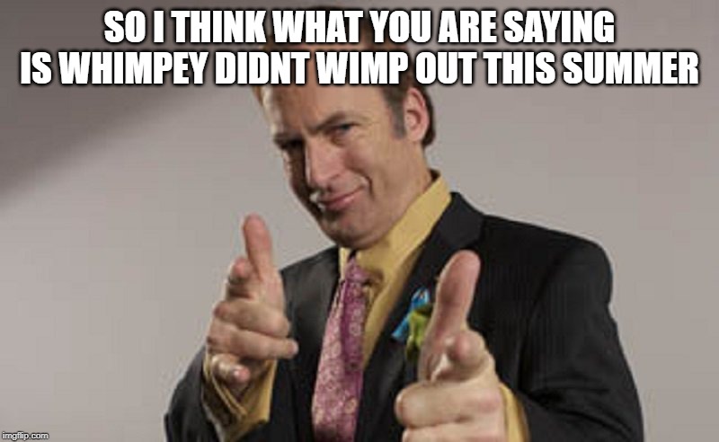 Trump in trouble?  Better call Saul! | SO I THINK WHAT YOU ARE SAYING IS WHIMPEY DIDNT WIMP OUT THIS SUMMER | image tagged in trump in trouble better call saul | made w/ Imgflip meme maker