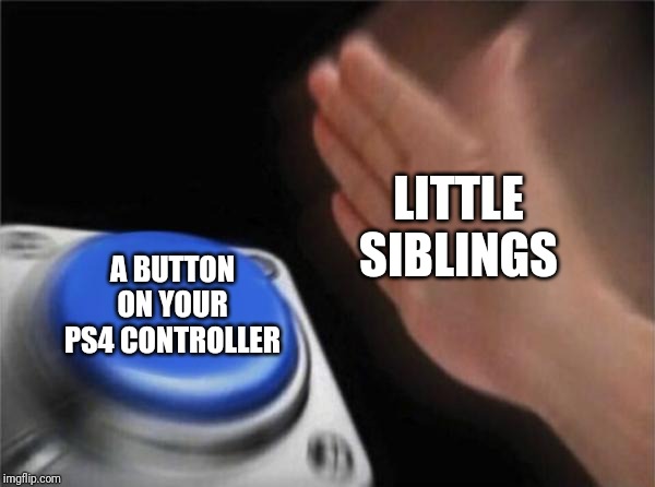 Blank Nut Button Meme | LITTLE SIBLINGS; A BUTTON ON YOUR PS4 CONTROLLER | image tagged in memes,blank nut button | made w/ Imgflip meme maker