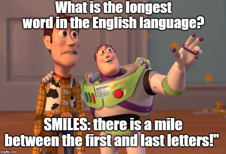 X, X Everywhere | What is the longest word in the English language? SMILES: there is a mile between the first and last letters!" | image tagged in memes,x x everywhere | made w/ Imgflip meme maker