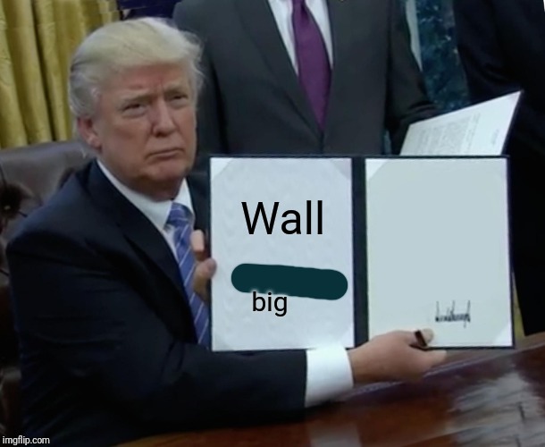 Trump Bill Signing | Wall; big | image tagged in memes,trump bill signing | made w/ Imgflip meme maker