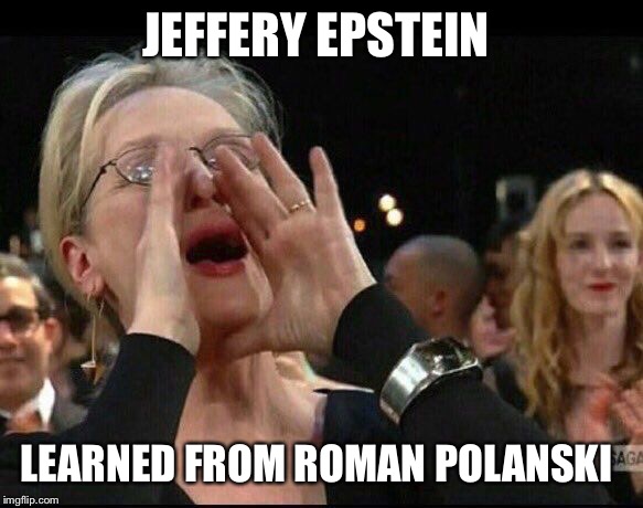 Meryl Streep  | JEFFERY EPSTEIN; LEARNED FROM ROMAN POLANSKI | image tagged in meryl streep | made w/ Imgflip meme maker