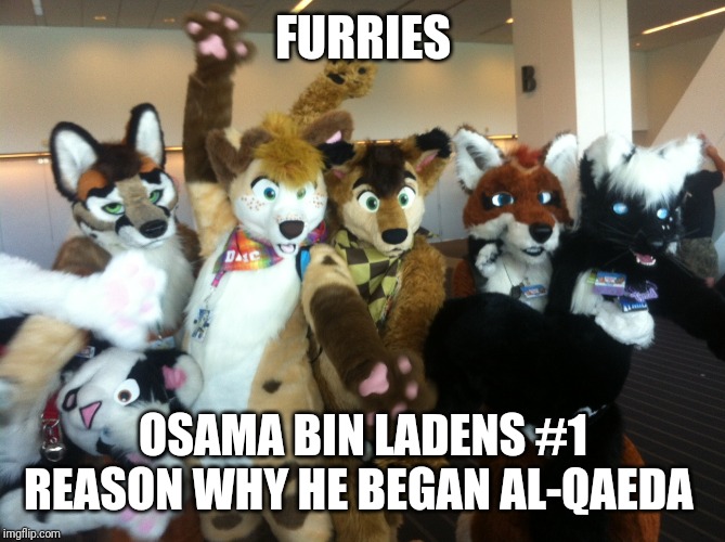 Furries | FURRIES; OSAMA BIN LADENS #1 REASON WHY HE BEGAN AL-QAEDA | image tagged in furries | made w/ Imgflip meme maker