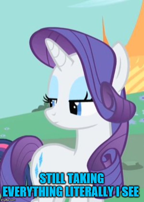 My Little Pony Rarity Sarcastic | STILL TAKING EVERYTHING LITERALLY I SEE | image tagged in my little pony rarity sarcastic | made w/ Imgflip meme maker