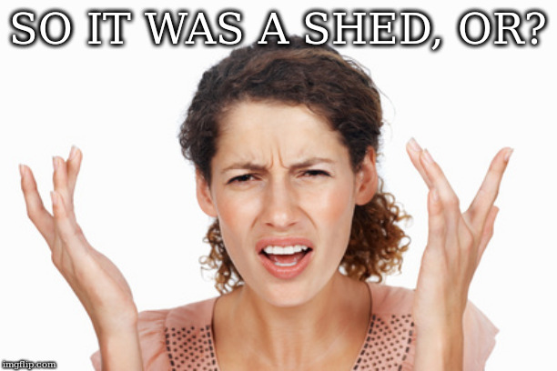 Indignant | SO IT WAS A SHED, OR? | image tagged in indignant | made w/ Imgflip meme maker