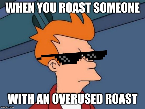 Futurama Fry | WHEN YOU ROAST SOMEONE; WITH AN OVERUSED ROAST | image tagged in memes,futurama fry | made w/ Imgflip meme maker