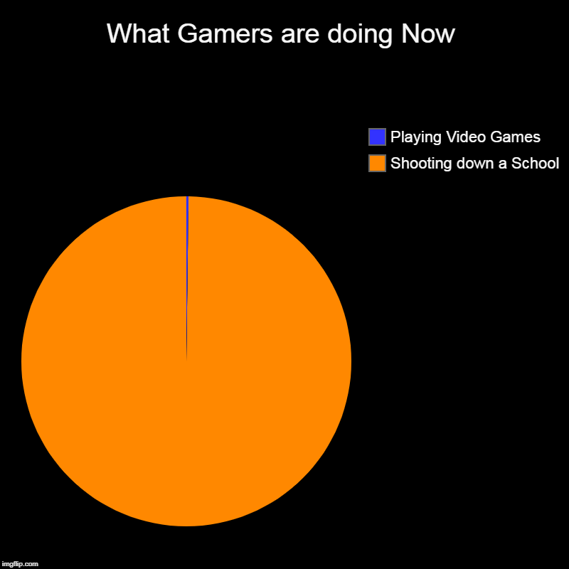 What Gamers are doing Now | Shooting down a School, Playing Video Games | image tagged in charts,pie charts | made w/ Imgflip chart maker
