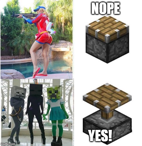 MINECRAFT COSPLAY | NOPE; YES! | image tagged in memes,minecraft,cosplay,video games | made w/ Imgflip meme maker