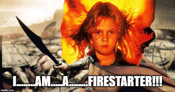 Set it Ablaze | I........AM.....A........FIRESTARTER!!! | image tagged in spartan leonidas | made w/ Imgflip meme maker