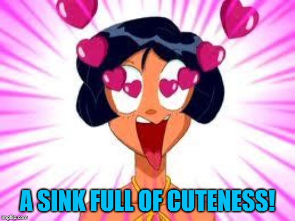 Tottally in love | A SINK FULL OF CUTENESS! | image tagged in tottally in love | made w/ Imgflip meme maker