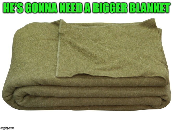 Army Surplus Blanket | HE'S GONNA NEED A BIGGER BLANKET | image tagged in army surplus blanket | made w/ Imgflip meme maker