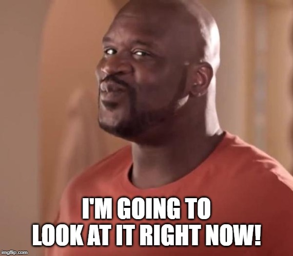 Shaq | I'M GOING TO LOOK AT IT RIGHT NOW! | image tagged in shaq | made w/ Imgflip meme maker