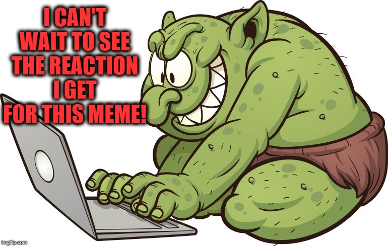 troll | I CAN'T WAIT TO SEE THE REACTION I GET FOR THIS MEME! | image tagged in troll | made w/ Imgflip meme maker
