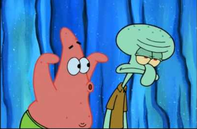 High Quality Patrick Scaring Squidward Blank Meme Template