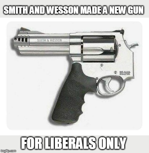 LIBERAL USE ONLY | SMITH AND WESSON MADE A NEW GUN; FOR LIBERALS ONLY | image tagged in gun,liberals | made w/ Imgflip meme maker