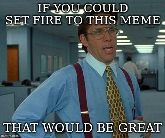 That Would Be Great Meme | IF YOU COULD SET FIRE TO THIS MEME THAT WOULD BE GREAT | image tagged in memes,that would be great | made w/ Imgflip meme maker