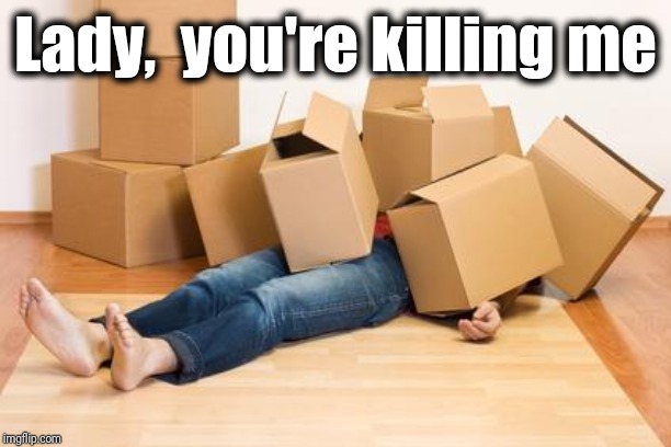 Your friend needs help moving... | Lady,  you're killing me | image tagged in your friend needs help moving | made w/ Imgflip meme maker