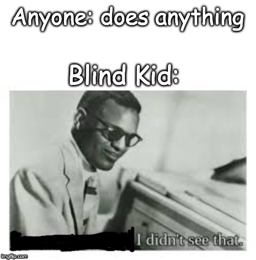 what did you do | Anyone: does anything; Blind Kid: | image tagged in everything | made w/ Imgflip meme maker
