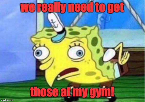 Mocking Spongebob Meme | we really need to get those at my gym! | image tagged in memes,mocking spongebob | made w/ Imgflip meme maker