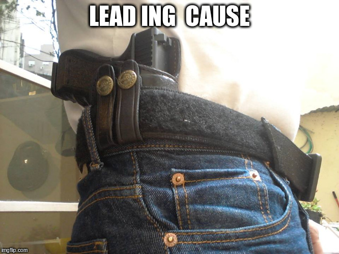 Gun owners | LEAD ING  CAUSE | image tagged in gun owners | made w/ Imgflip meme maker