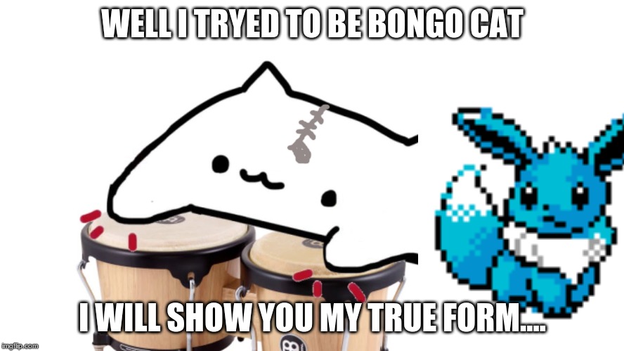 Bongo Cat | WELL I TRYED TO BE BONGO CAT; I WILL SHOW YOU MY TRUE FORM.... | image tagged in bongo cat,cats | made w/ Imgflip meme maker