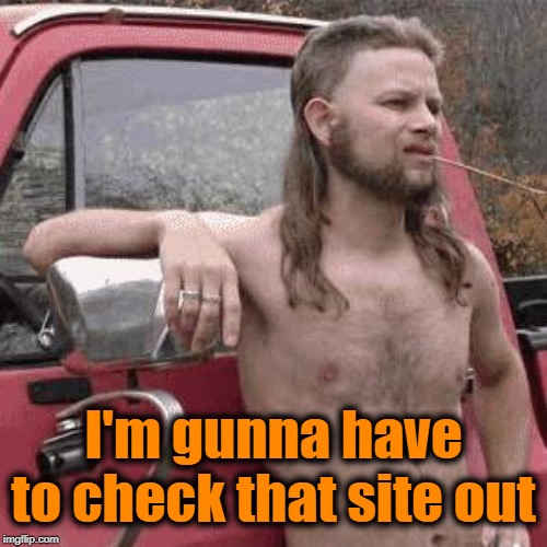 almost redneck | I'm gunna have to check that site out | image tagged in almost redneck | made w/ Imgflip meme maker