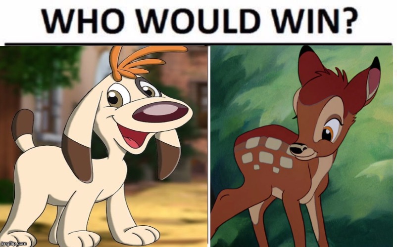 Bambi VS. Scruff | image tagged in who would win | made w/ Imgflip meme maker