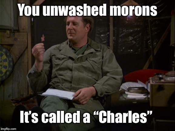 You unwashed morons It’s called a “Charles” | made w/ Imgflip meme maker