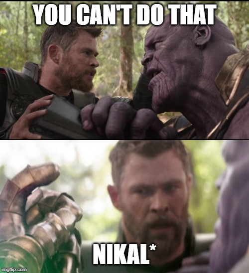 Avenger | YOU CAN'T DO THAT; NIKAL* | image tagged in funny meme | made w/ Imgflip meme maker