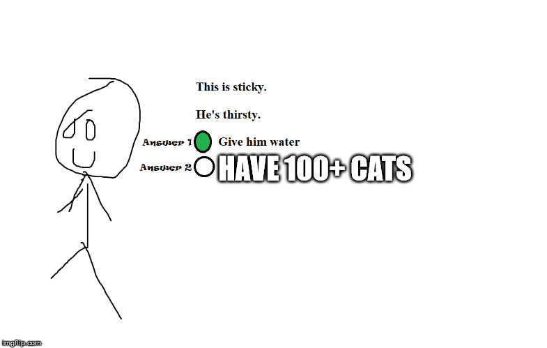 Sticky Wants Water | HAVE 100+ CATS | image tagged in sticky wants water,cats | made w/ Imgflip meme maker