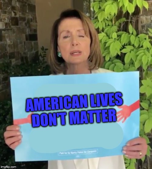 Pelosi sign  | AMERICAN LIVES DON'T MATTER | image tagged in pelosi sign | made w/ Imgflip meme maker