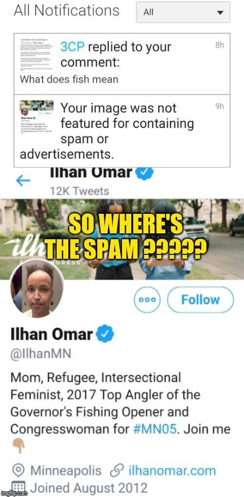 SO WHERE'S THE SPAM ????? | image tagged in imfflip based censorship | made w/ Imgflip meme maker