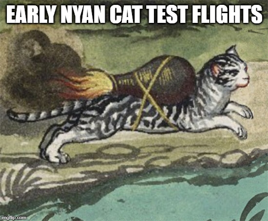 Antique Nyan Cat | EARLY NYAN CAT TEST FLIGHTS | image tagged in nyan cat,cats,funny cats,classical art | made w/ Imgflip meme maker