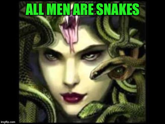 Medusa | ALL MEN ARE SNAKES | image tagged in medusa | made w/ Imgflip meme maker