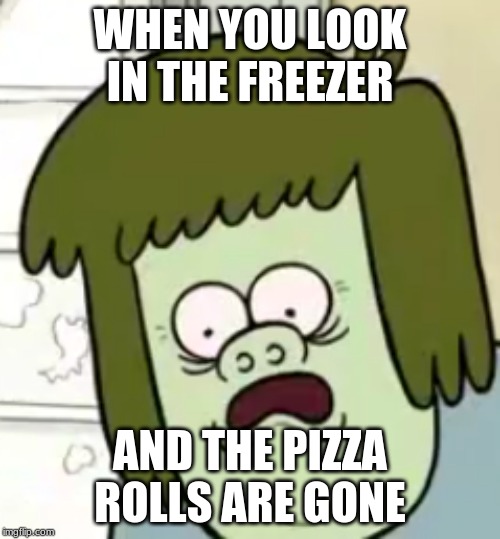 WHEN YOU LOOK IN THE FREEZER; AND THE PIZZA ROLLS ARE GONE | image tagged in first world problems | made w/ Imgflip meme maker