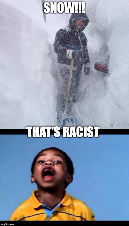 SNOW!!! THAT'S RACIST | image tagged in snow,that's racist 2 | made w/ Imgflip meme maker