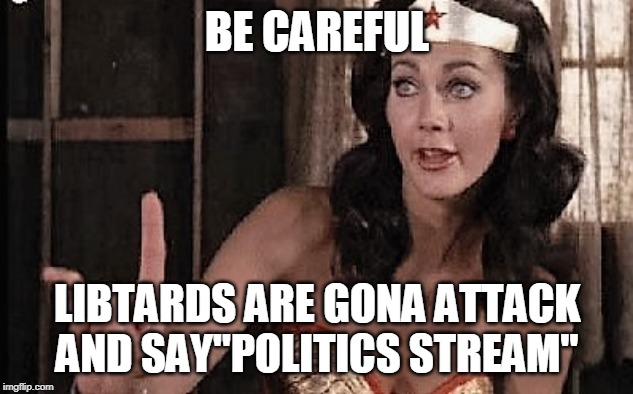 wonder woman oh no he di int | BE CAREFUL LIBTARDS ARE GONA ATTACK AND SAY"POLITICS STREAM" | image tagged in wonder woman oh no he di int | made w/ Imgflip meme maker