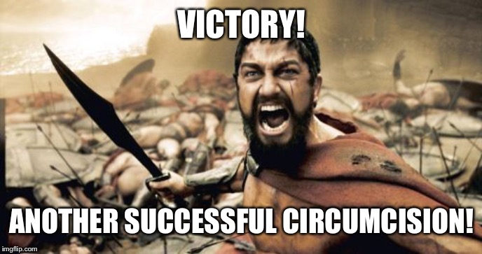 Sparta Leonidas Meme | VICTORY! ANOTHER SUCCESSFUL CIRCUMCISION! | image tagged in memes,sparta leonidas | made w/ Imgflip meme maker