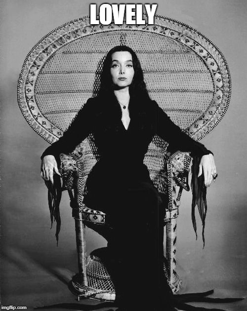 Morticia | LOVELY | image tagged in morticia | made w/ Imgflip meme maker