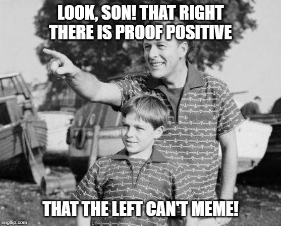 Look Son Meme | LOOK, SON! THAT RIGHT THERE IS PROOF POSITIVE THAT THE LEFT CAN'T MEME! | image tagged in memes,look son | made w/ Imgflip meme maker
