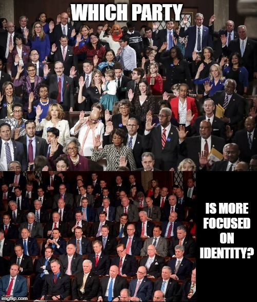 "Identity" Politics | image tagged in democrats,republicans | made w/ Imgflip meme maker