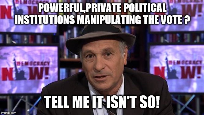 POWERFUL,PRIVATE POLITICAL INSTITUTIONS MANIPULATING THE VOTE ? TELL ME IT ISN'T SO! | made w/ Imgflip meme maker