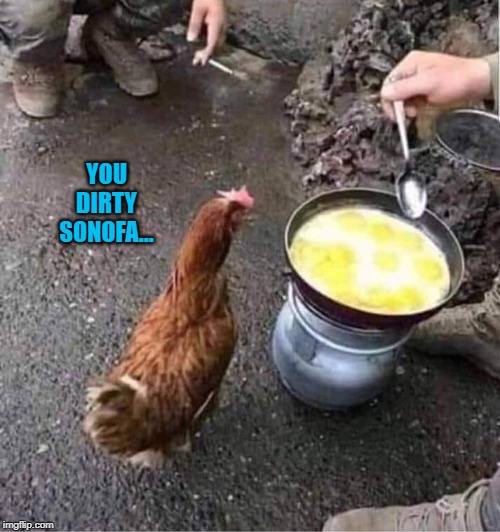 Fried Chicken Babies! | YOU DIRTY SONOFA... | image tagged in betrayal,memes,chicken,eggs,funny,fried chicken babies | made w/ Imgflip meme maker