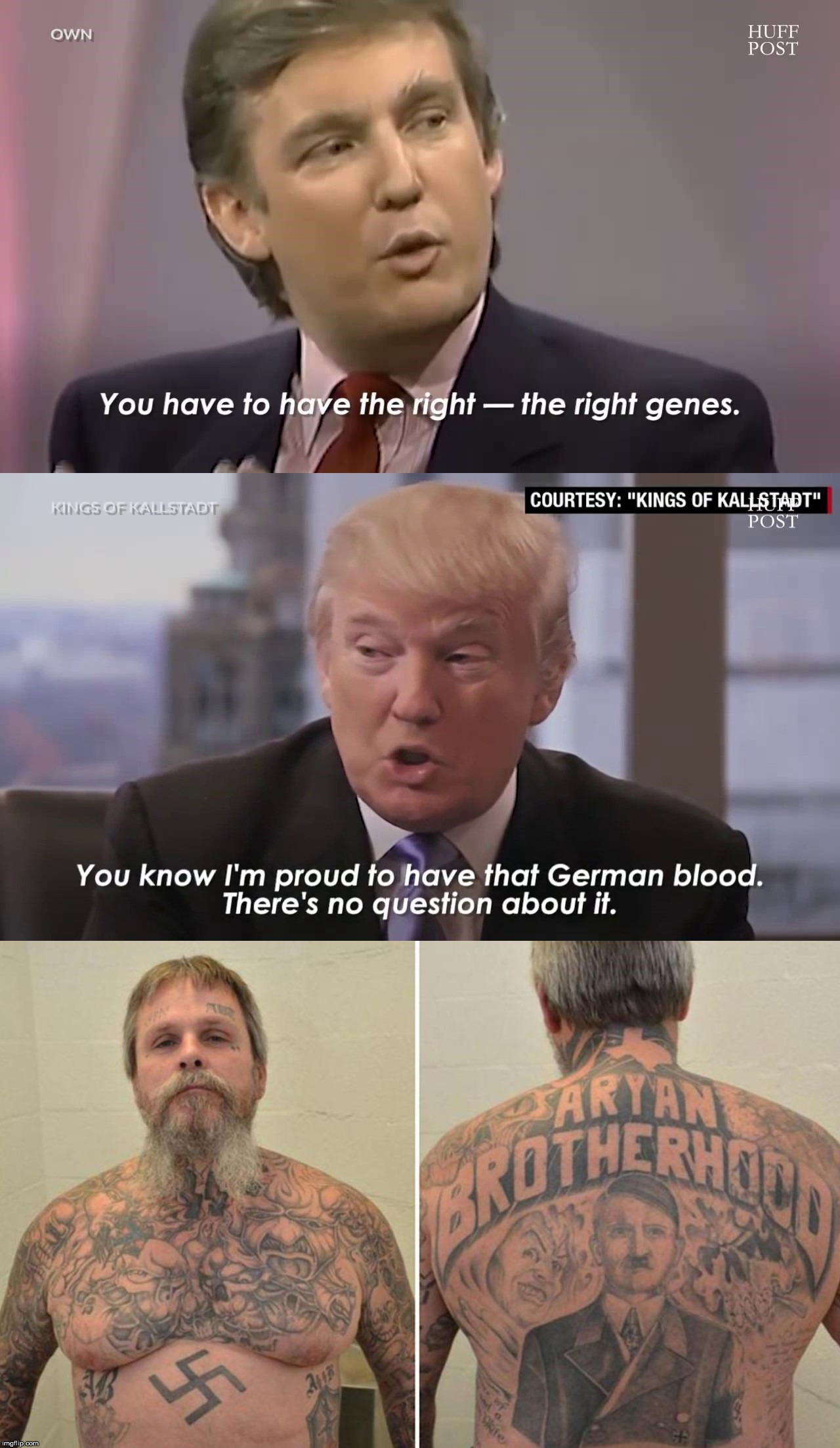 Blonde hair and blue eyes... | image tagged in donald trump,genetics,aryan,nazism,narcissist,insane | made w/ Imgflip meme maker